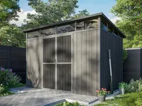 Abri de Jardin Composite EVORA Gris 7,5m2 - Structure en Aluminium - Composite Co-Extrude - Anti-UV - Resistant a la Corrosion
