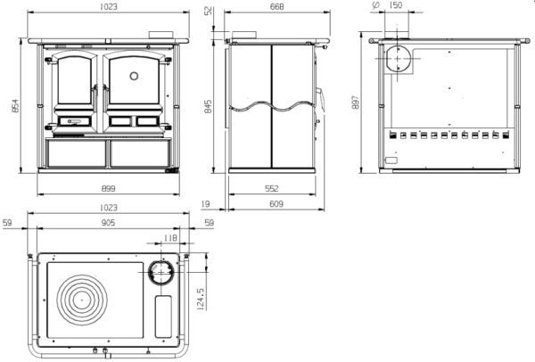 Cuisinière à bois 8.4Kw coloris noir – Image 5