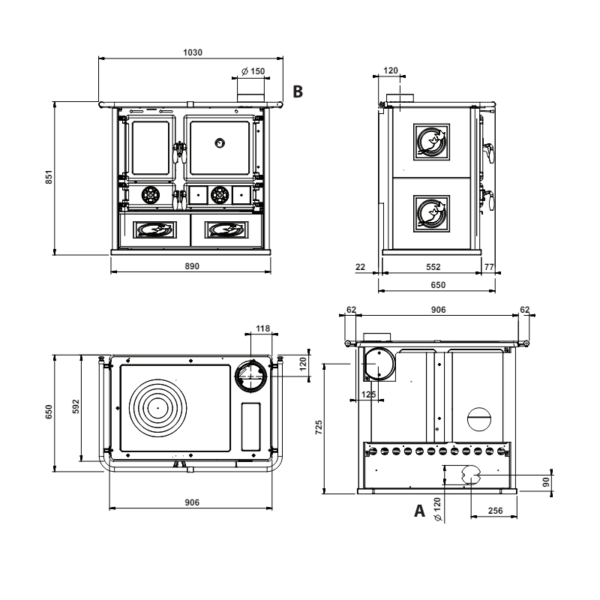 Cuisinière à bois Rosa 5.0 Petra - 8,8 Kw – Image 3