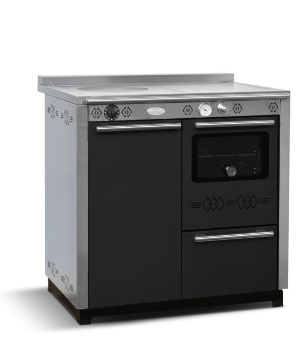 Cuisinière à bois avec four PAX 85 cm Noire