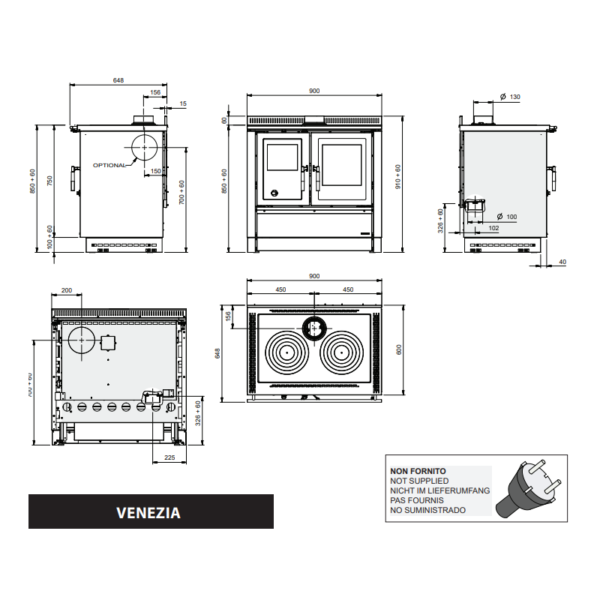 Cuisinière à bois encastrable Venezia - 8,3 Kw – Image 3