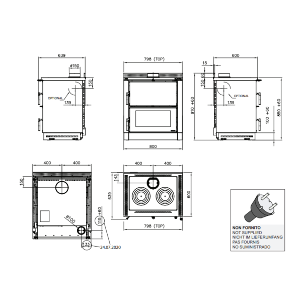 Cuisinière à bois encastrable Verona XXL Maiolica - 7 Kw – Image 4