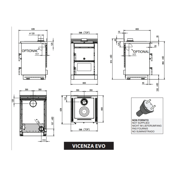 Cuisinière à bois encastrable Vicenza Evo - 6 Kw – Image 3