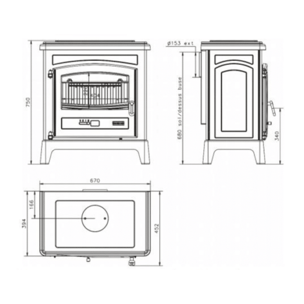 Poêle à bois GODIN Fonteval Anthracite 10 kW – Image 4