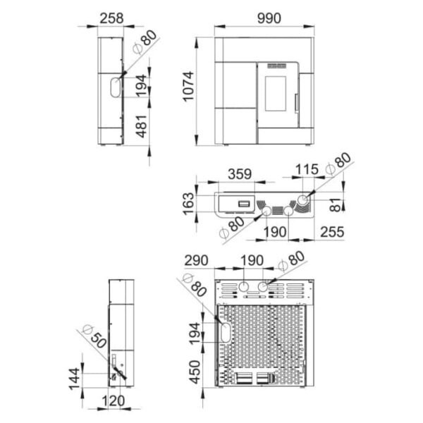 Poêle à granulés pellets extraplat Clara 10.8 kW Bronpi – Image 2